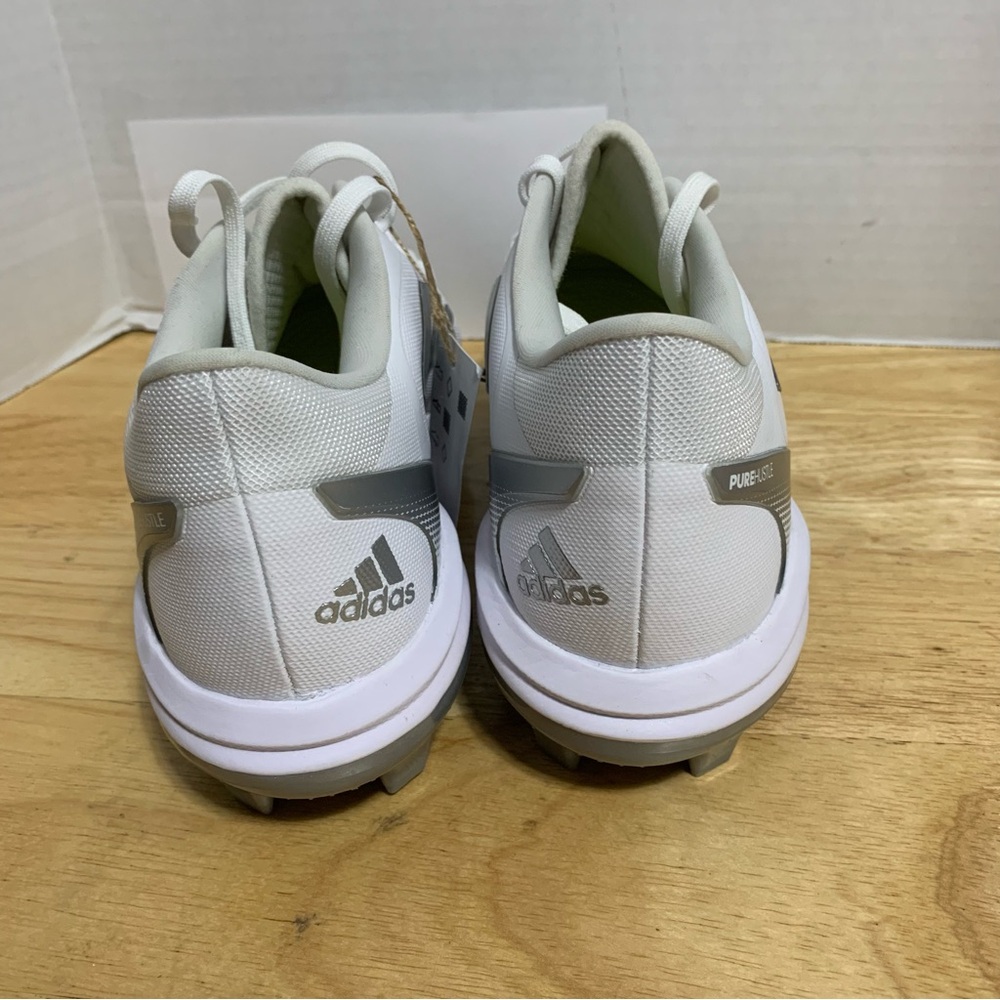 Adidas Ladies Softball Shoe Pure Hustle H02347 White Silver Stripes - Size 7.5 - Picture 7 of 8